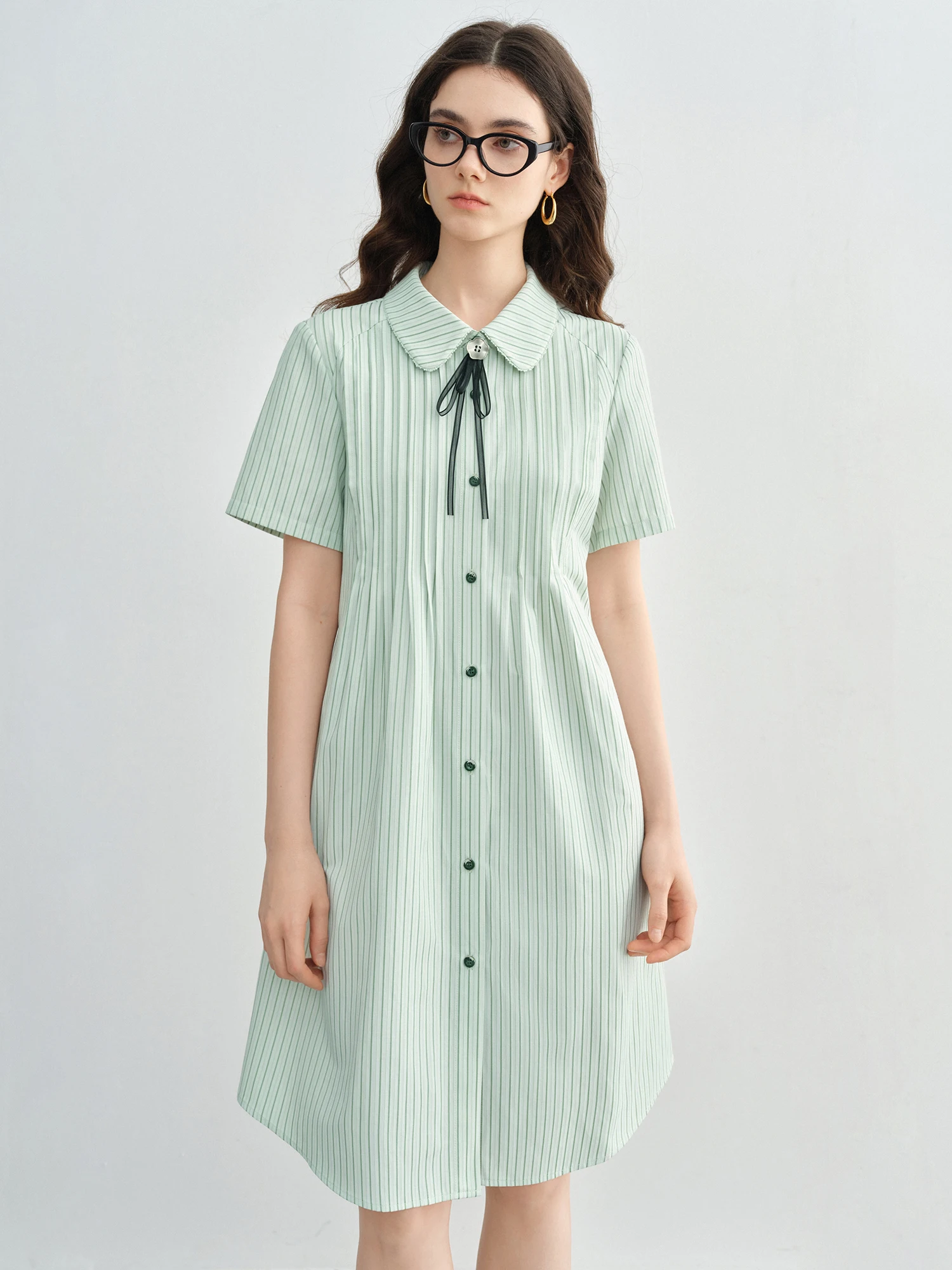

DUSHU Plus Size Nautical College-Style Striped A-Line Dress New Summer Arrival Slimming Sweet Look Style Dress 25DS82529