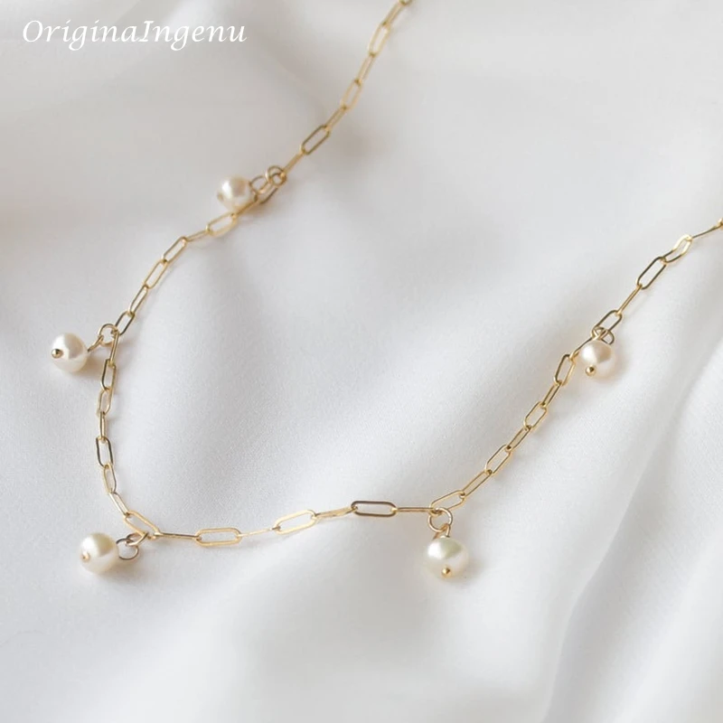 Natural Pearl Choker biżuteria ze złotym wypełnieniem Handmade wisiorki naszyjnik Collier Femme Kolye biżuteria Boho naszyjnik dla kobiet