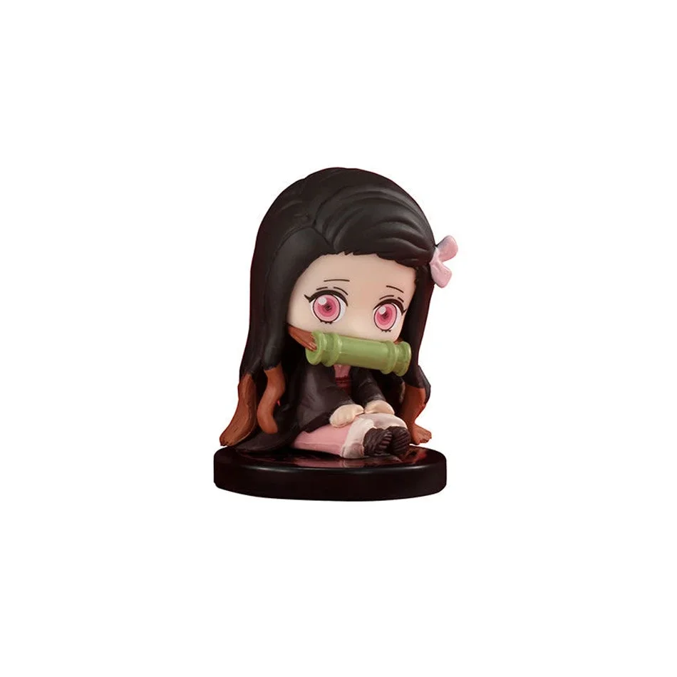 

10pcs Set Q Version Demon Slayer Sitting Ghost Doll Tanjiro Nidouzi Inosuke Zenizu Figure Action Figure Movie Model kid Toy Gift