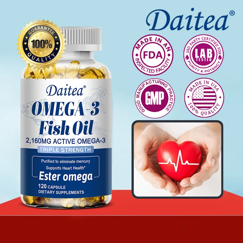 Omega 3 Fish Oil Concentrate Supplement - Rich in EPA and DHA, Helps with Heart Health, Strengthens Bones, Joints, and Immunity