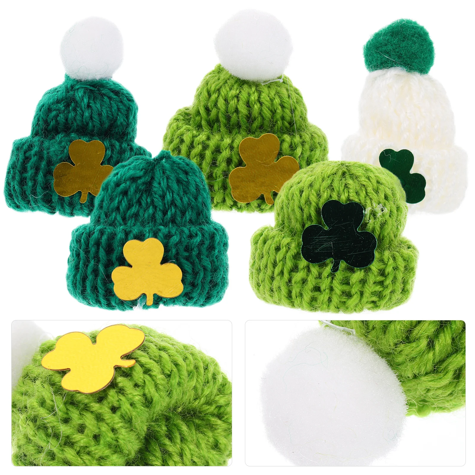 25Pcs Mini Knit Wool Yarn Hats Saint Patrick DIY Craft Accessories Miniature Knitted Hat Ornaments Mini Hats for DIY