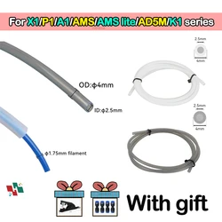 For Bambu Lab Ptfe Tube 2 5mm 4mm P1S P1P AMS A1 Mini 3D Printer Teflonto Pipe X1C Bambulab Ptfe Tube 5m/10m White Grey AMS LITE