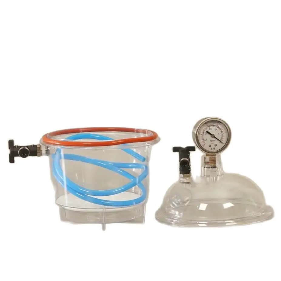 New 250MM 150MM Polycarbonate Plastic Vacuum Dryer Laboratory Transparent Vacuum Drying Kettle Double Valve with Pressure Gauge