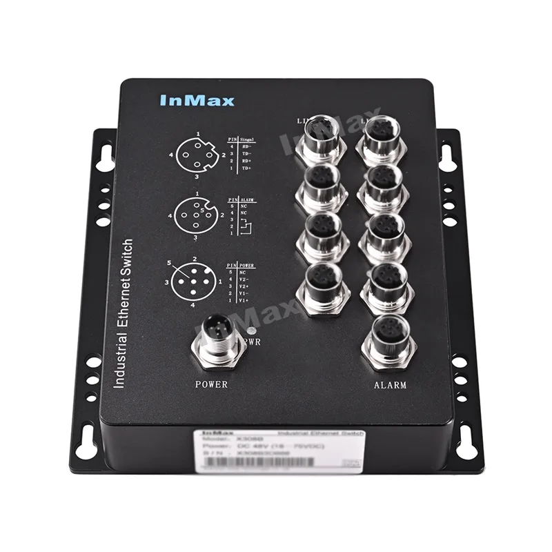InMax ORIGINAL Ip67 Ip65 Ip54 8 Port M12 Waterproof Network Switch Shipboard Vehicle Metro Subway Railway Ethernet Switch