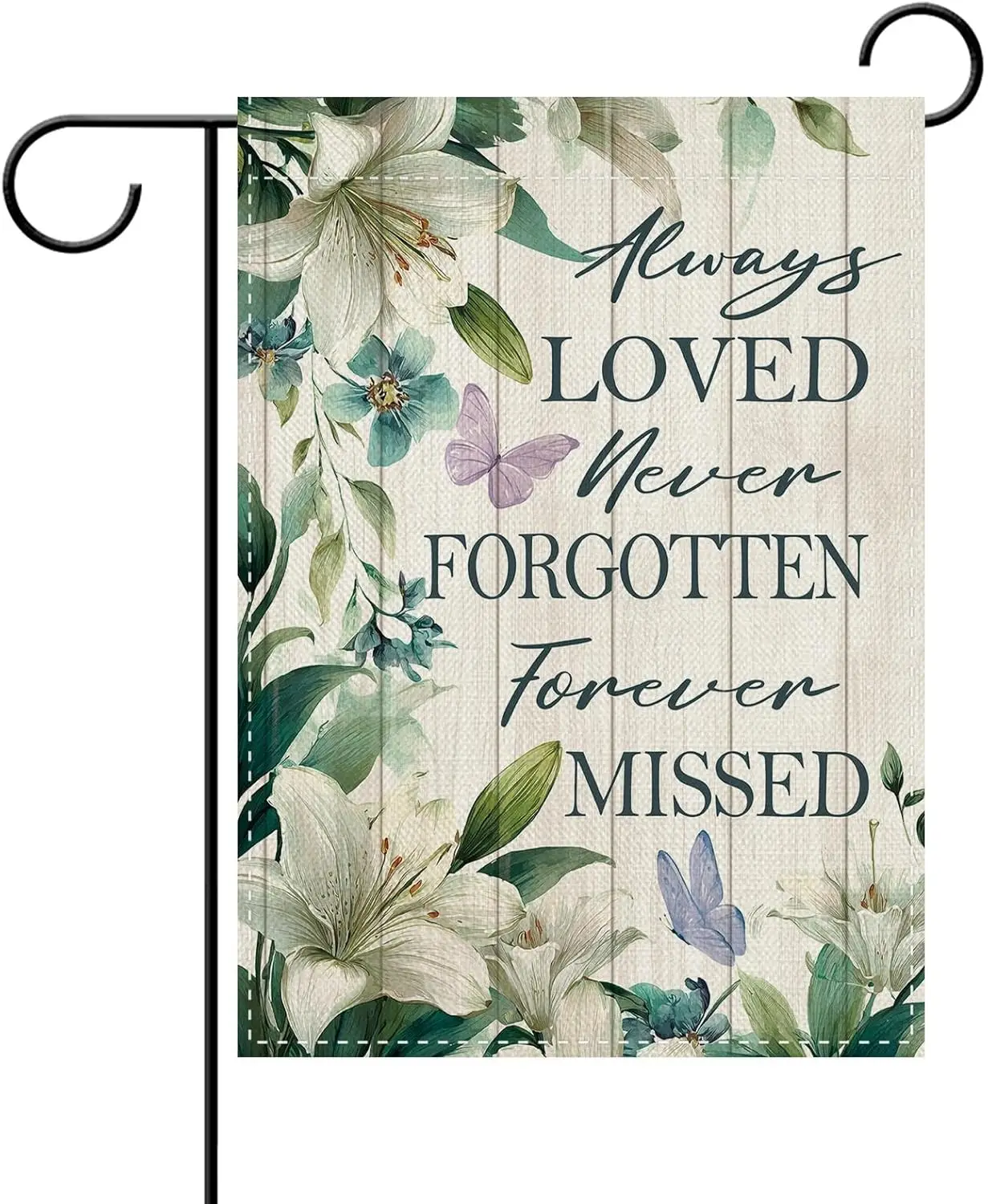 Dyrenson Memorial Always Loved Never Forgotten Decorative Garden Flag, Lily Flower Butterfly Yard Outside Home Decoration Sy AAS
