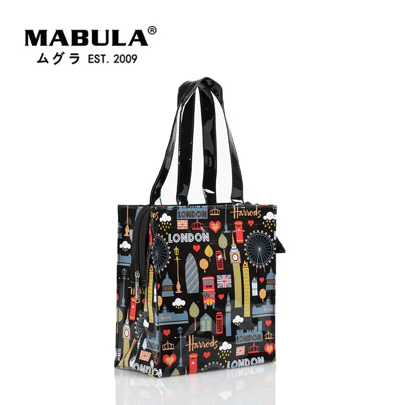 Fashion PVC Reusable Shopping Bag Women\'s Bag Eco Friendly London Shopper Bag Large Capacity Waterproof Handbag Shoulder Bag