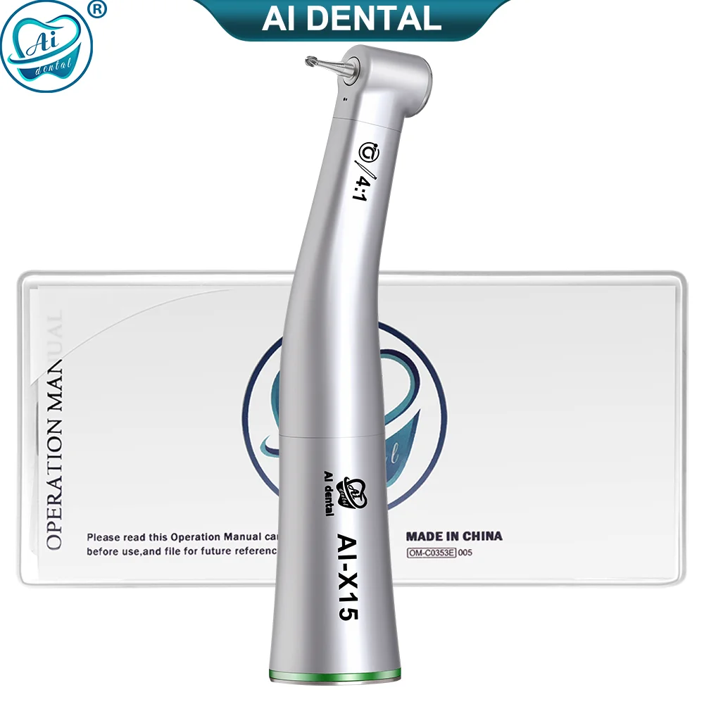 

AI-X15 Non-Optic Dental 4:1 Reduction Contra Angle Low Speed Handpiece Single Water Spray E-Type Oral Tool Max Speed: 10000rpm