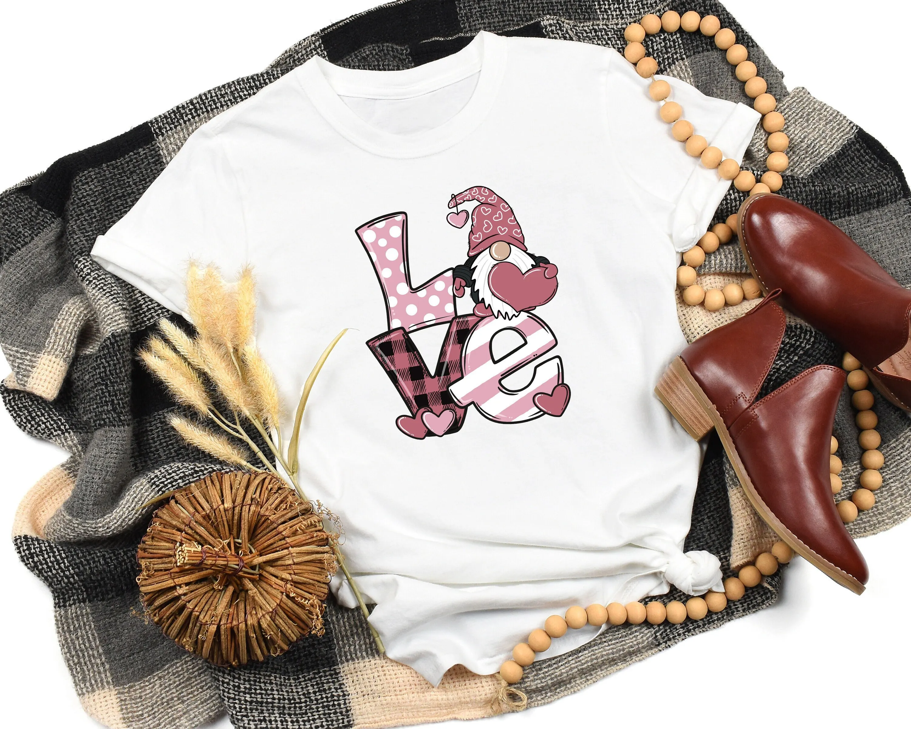 Funny Valentine Gnome T Shirt Love Gnomie Leopard Valentines Day Cute Couple For Her Lover