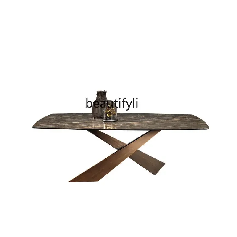 

Italian Style Light Luxury Stone Plate Dining Simple Modern Designer Home Table Minimalist and Chair