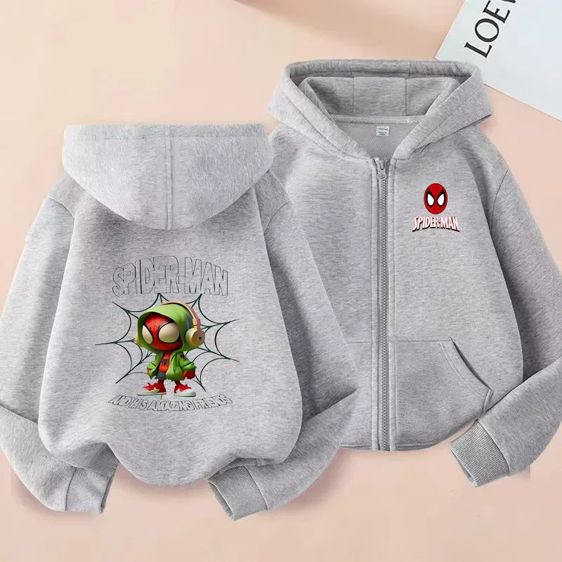 

Толстовка с мультяшным принтом «Человек-паук» для детей и подростков, модная толстовка на молнии для осенне-зимнего сезона