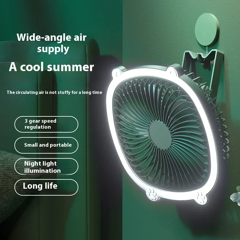 Summer Kitchen Cooling Portable Wall-Mounted Home Outdoor Multi-functional Fan Lamp Mini Night Light Live Streaming Fill Light - Image 3