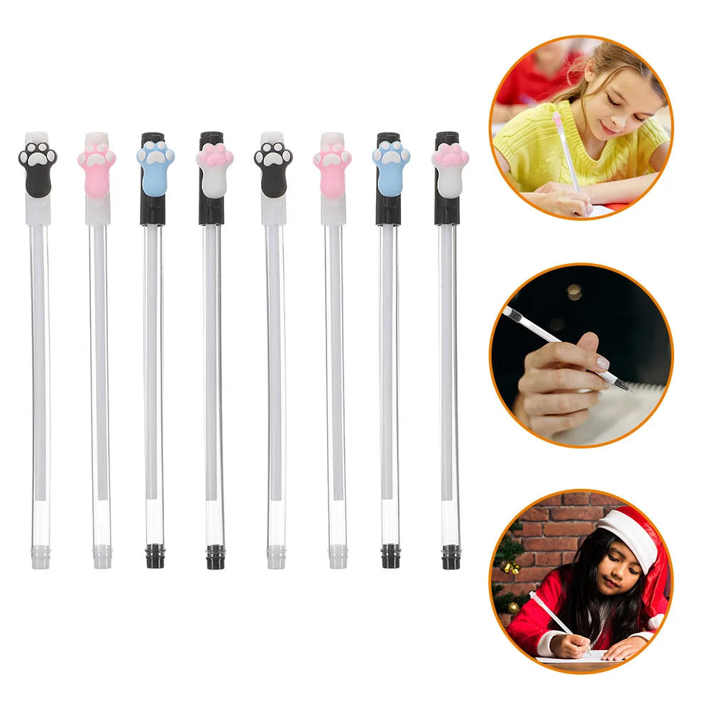 

8pcs Cat Paw Gel Ink Creative Cartoon Design Smooth Writing For Kids Students Office Signature Pens Bulk Stationery