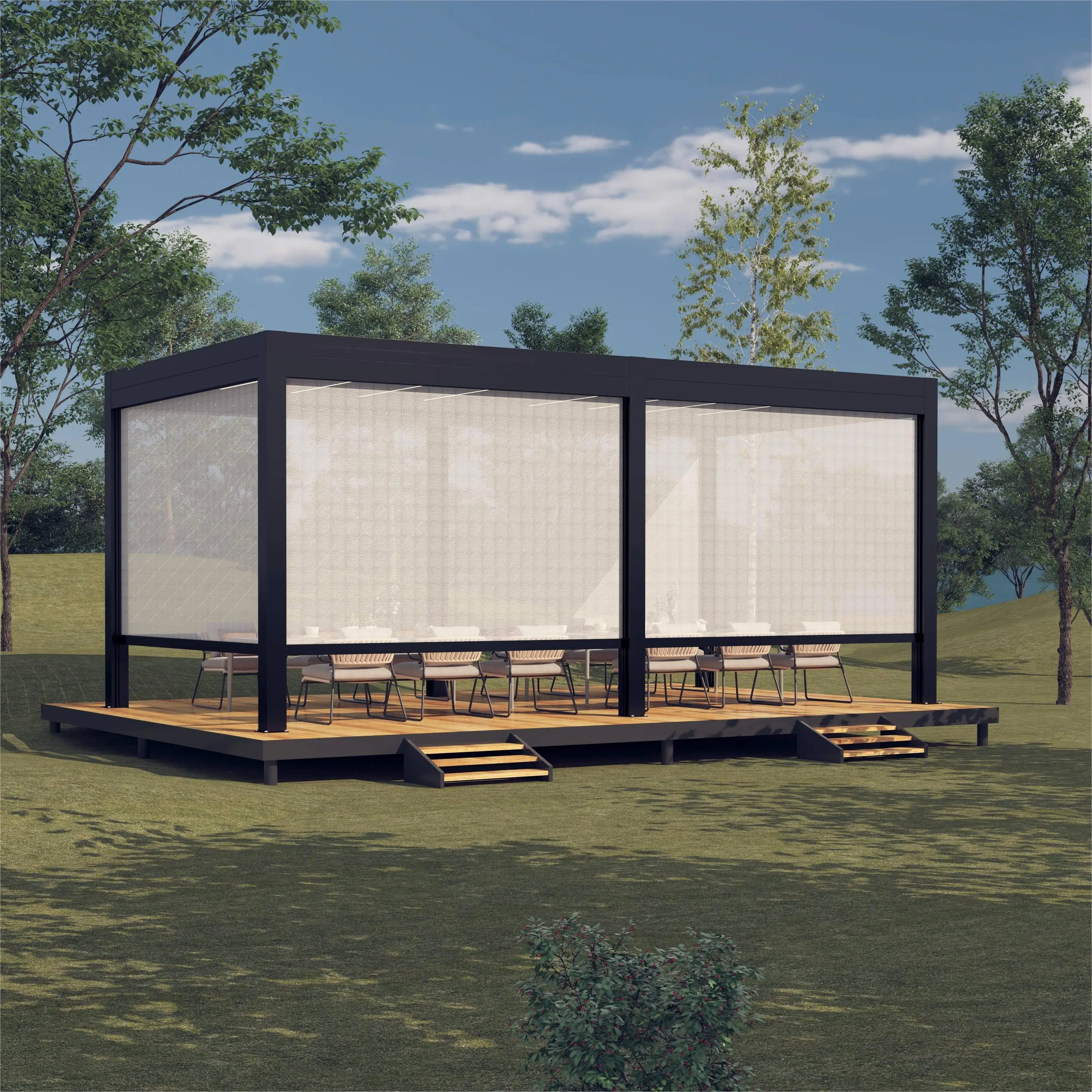 Any Size Custom Modern Bioclimatic Adjustable Aluminum Louver Pergola 3x3 3x4 4x4 6x4m Waterproof Outdoor Patio Gazebo view 6