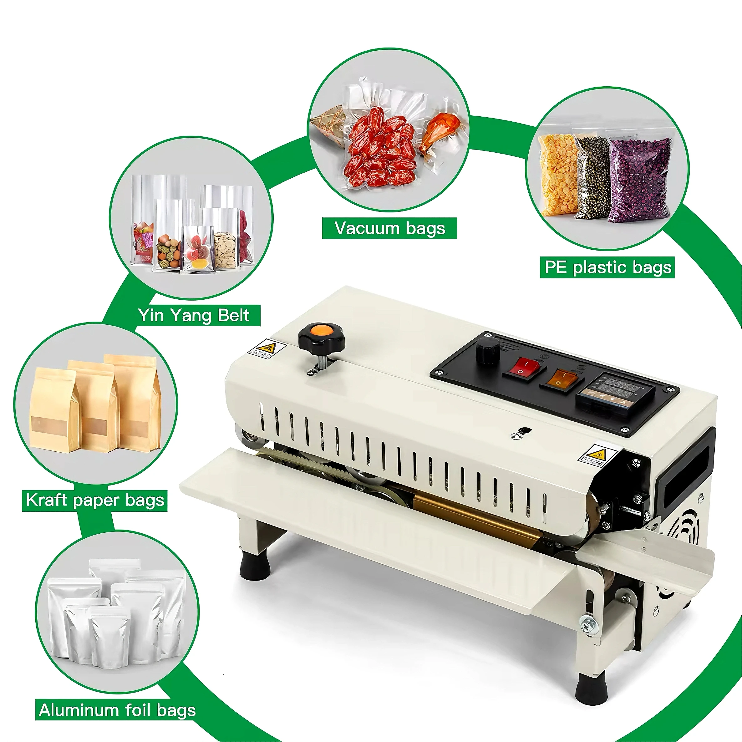 FR400 Mini Automatic Impulse Sealing Machine Package Sealing Machine Horizontal Heat for Biscuit Tea Foil Bag Packing