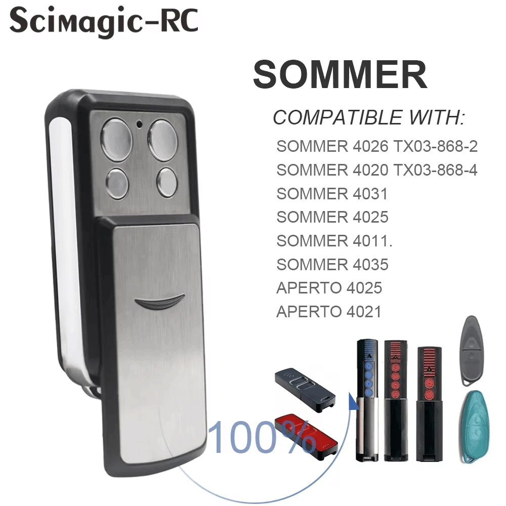 100% Compatible SOMMER 4031 Remote Control 868mhz Garage Gate Door Opener 868.3 Mhz SOMMER 868 Replacement Handheld Transmitter