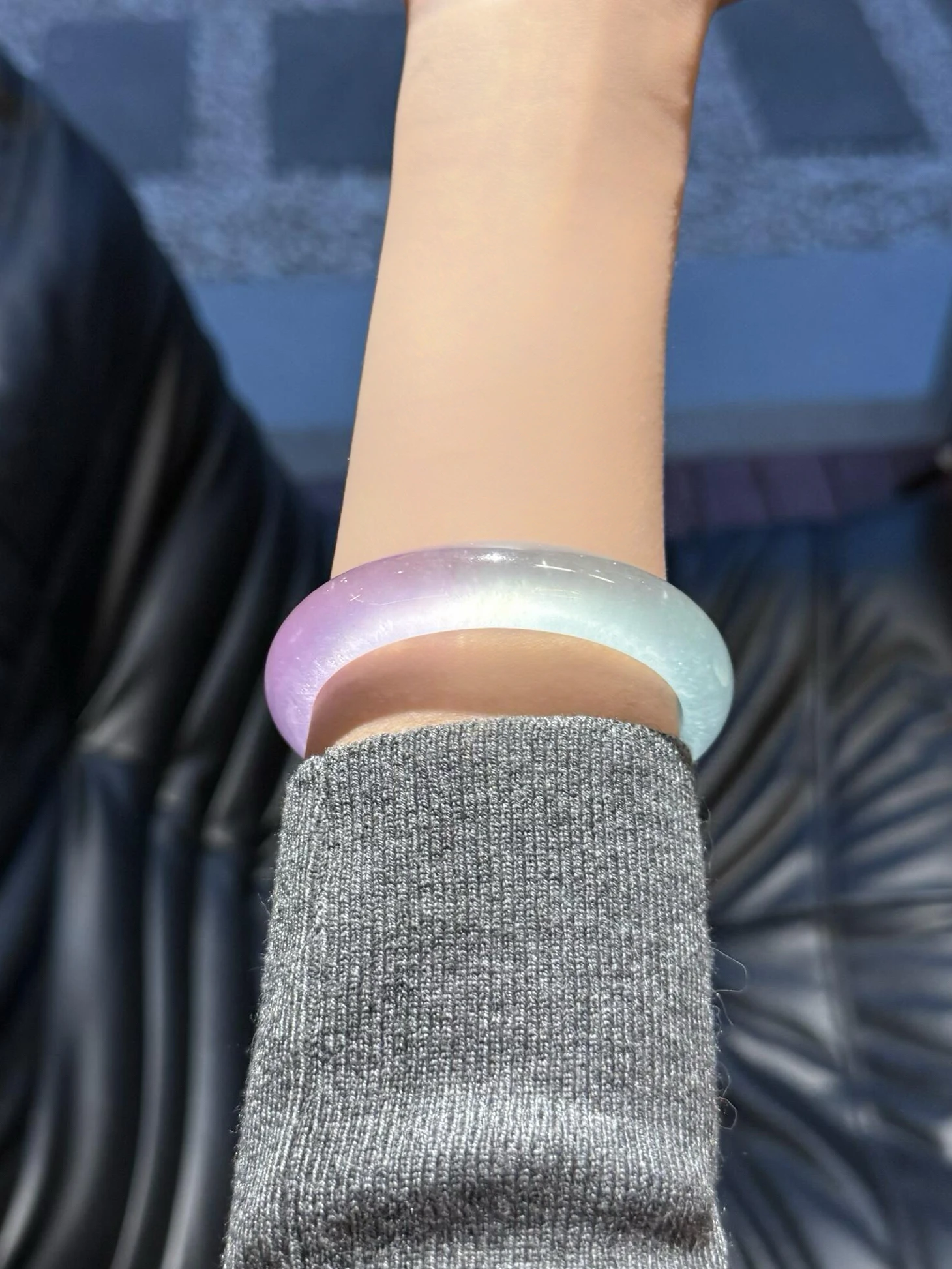 Pulsera de calcedonia de ágata Natural, pulsera de jade degradado, pulsera de jade de círculo vertical, nueva jade de cuarcita como regalo