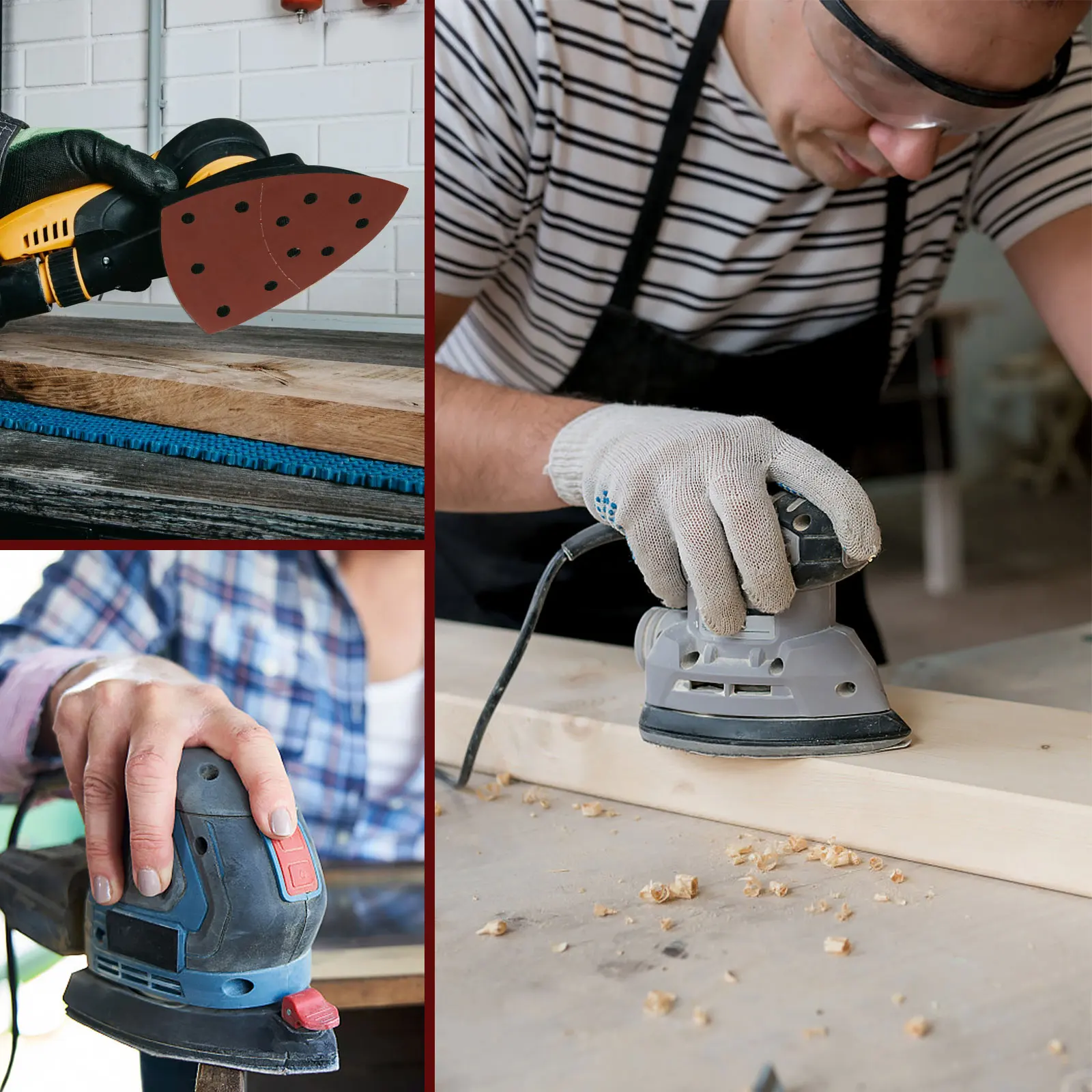 90Pcs Triangle Sanding Sheets Assorted Set Alumina Hook and Loop Sandpaper Kit Reusable 40/60/80/120/180/240 Grit