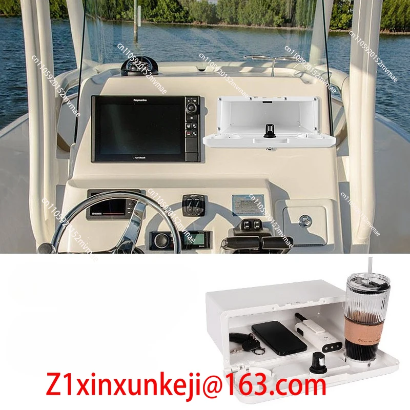 Marine Storage Box with Lock Embedded Yacht Glove Box Dashboard ABS Hidden Storage Box Modification Accessories