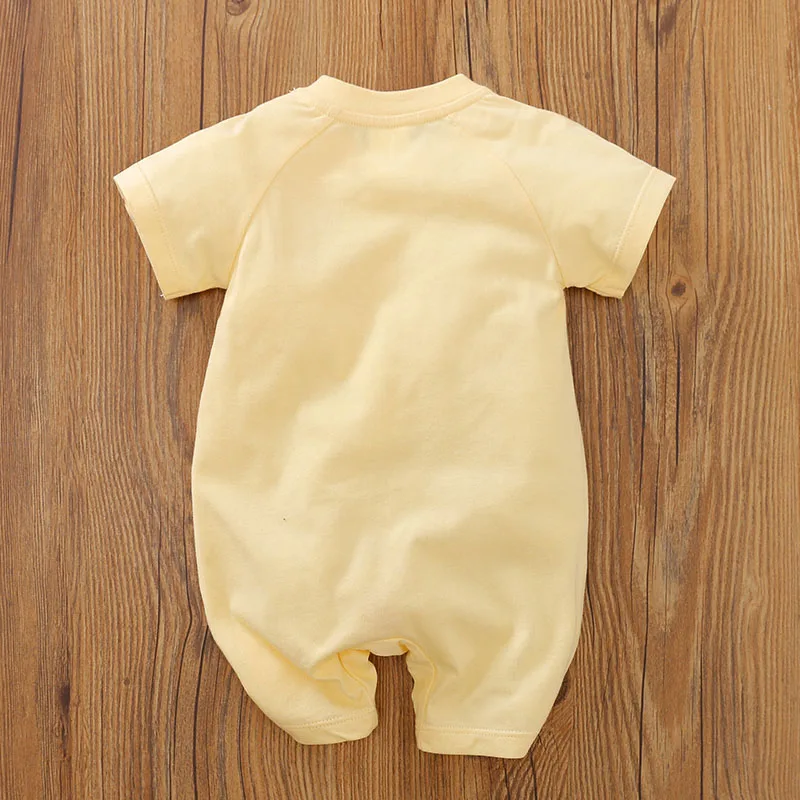 Newborn Baby Clothes unisex Yellow standing ear dog Jumpsuit Summer Short Sleeve Romper Infant Toddler pajamas One Piece Outfit