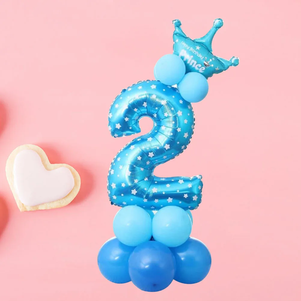 

2 Number Balloons Set Blue 32inch Foil Stand Up Balloon Birthday Party Decoration Celebration Number Balloons Set