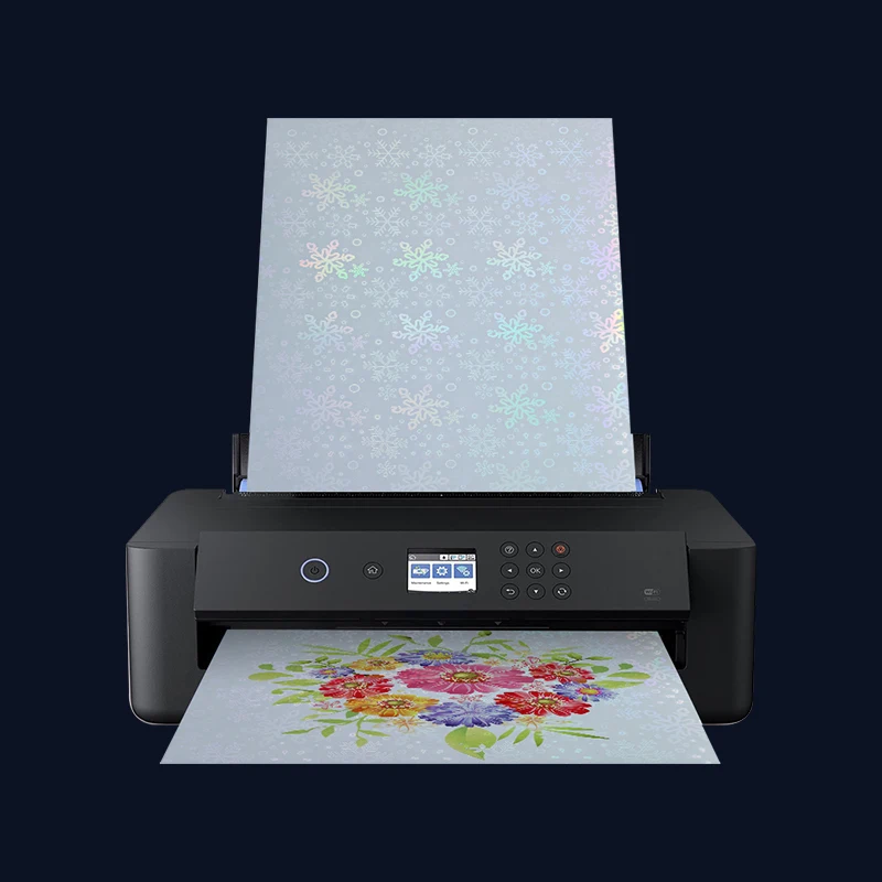 A4 Holographic Vinyl Sticker Paper Transparent Snowflake Laser  PET Adhesive Paper For Inkjet Printer Waterproof Anti-tear DIY