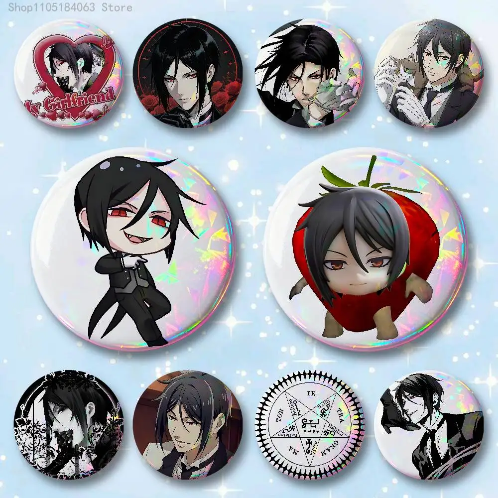 

Sebastian Michaelis Badges 25 32 44 58 75 mm Round Cosplay Pin Bag Decor Fans Collect Friends Gifts Brooch Souvenir