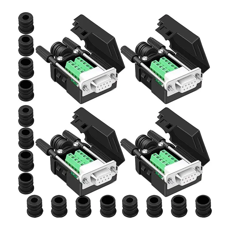 8PCS DB9 Female Breakout Connector,DB9 Solderless RS232 D-SUB Serial To 9-Pin Port Terminal Adapter Connector-Y41A