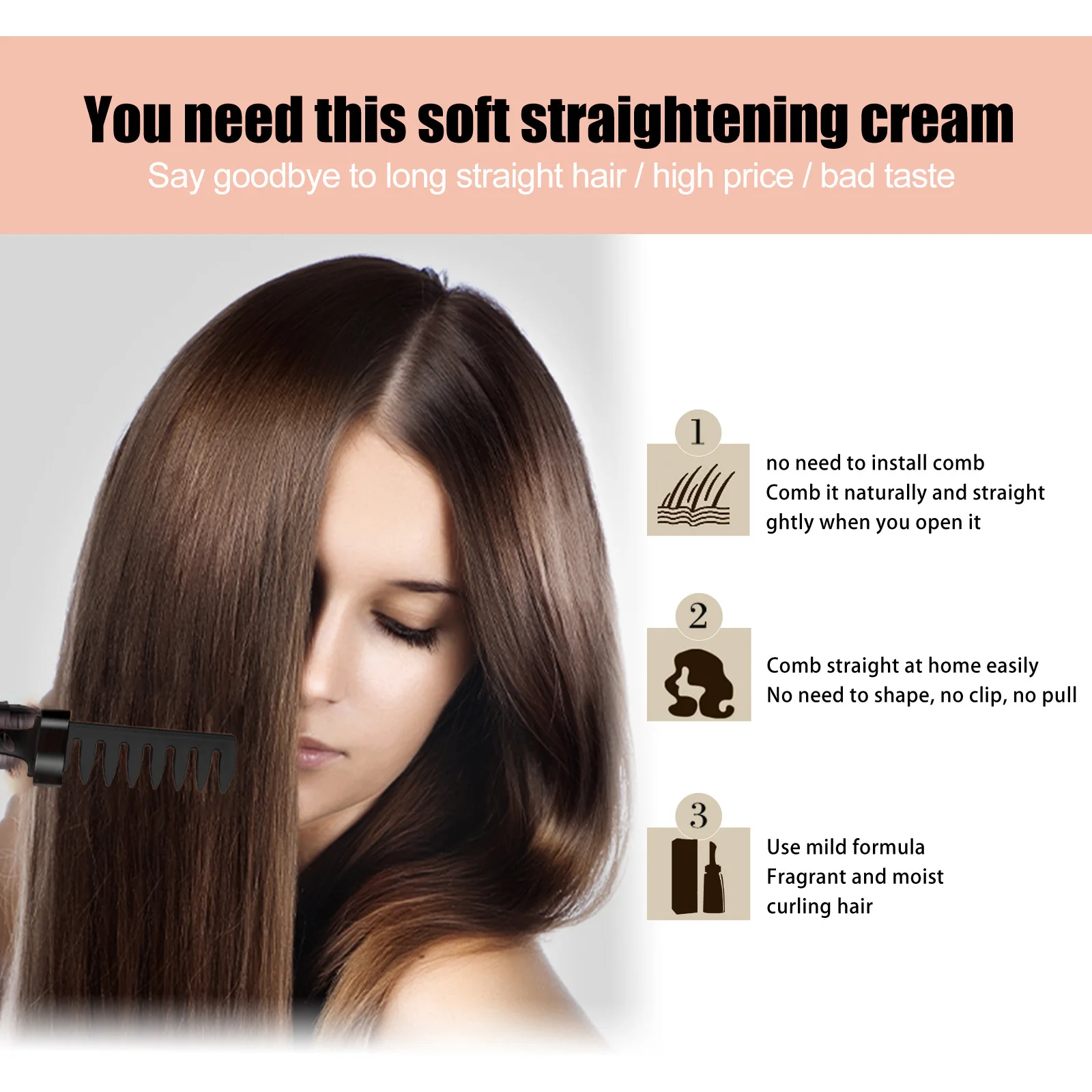 100ml Keratin Hair Straightening Cream Permanent Professional Hair Care Cream Hairproof Smooth Soft Hair Correction Care Product