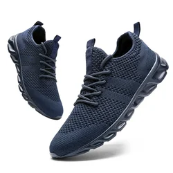 Zapatos informales para hombre, zapatillas ligeras blancas de talla grande, deportivas de malla transpirable para exteriores, tenis para correr, color negro, tendencia 2024