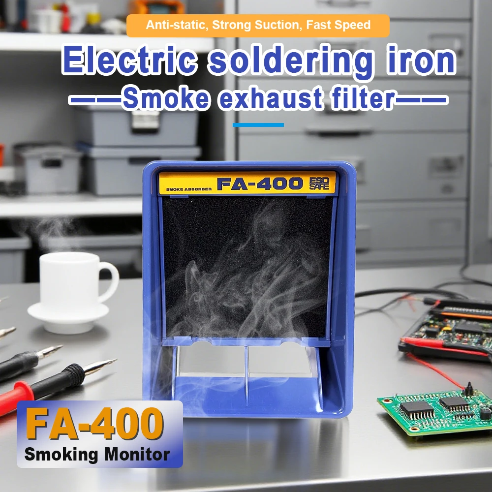 

FA-400 Exhaust Fan Fume Extractor Soldering Iron Fume Filter Electronic Repair Smoke Extraction Equipment with Activated Carbon