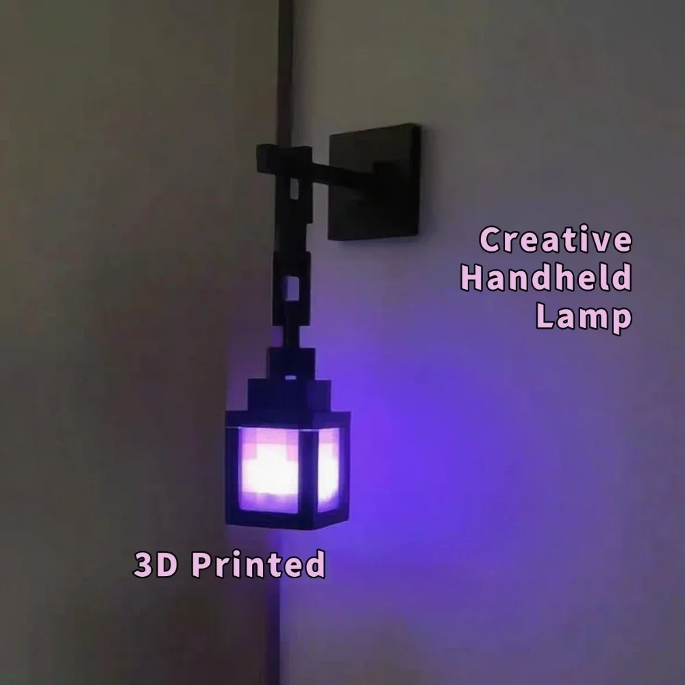 Lanterna luminosa impressa em 3D Nightlight Pixel Game Theme Ambient Home Decor Ornament Light