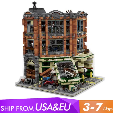 3325PCS Corner Garage Movie City Architecture, with figures, MOC House Modular Building Blocks Model Kit,Gift for Adults Kids