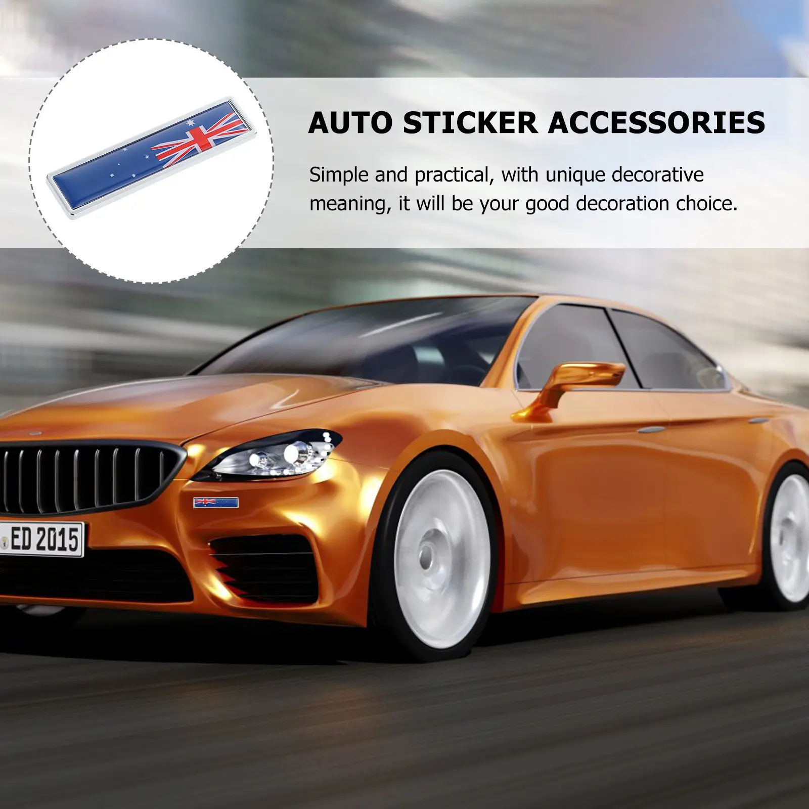 2Pcs Car Metal Sticker Flag Theme Door Decorative Metal Decal Car Body Sticker Zinc Alloy Stylish Auto