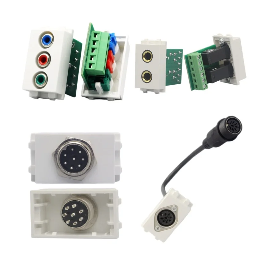 

panel chassis mount 128 type Mic 6 pin 8pin Mic 6.35mm BNC RGB connector module extender coupler white color wall plate socket