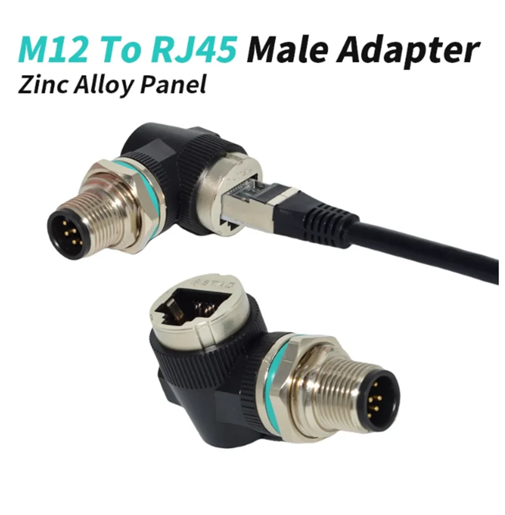 

M12 to RJ45 connector AD type male and female straight head waterproof M12 to RJ45 connector metal adapter
