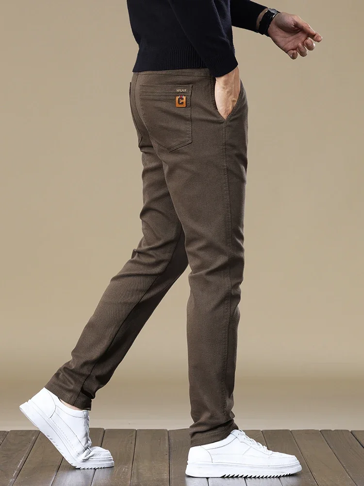 Pantaloni casual slim coreani alla moda Pantaloni comodi elastici dritti da uomo nuovi da lavoro Caffè Grigio Nero Abbigliamento maschile classico