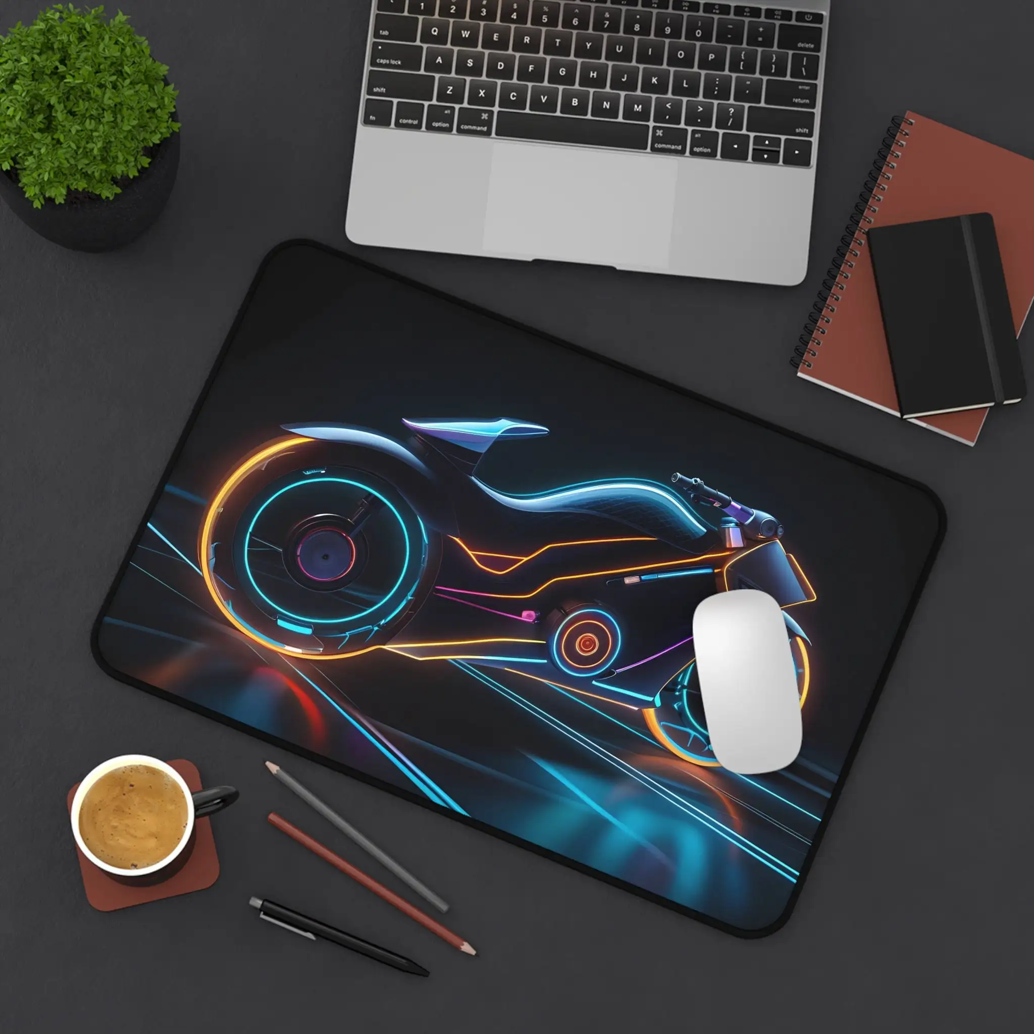 Space Bike Table Pad, Unique Art Mouse Pad, Space Motorcycle Game Mouse Pad, Perfect Gift for Electronic World Battle Lovers