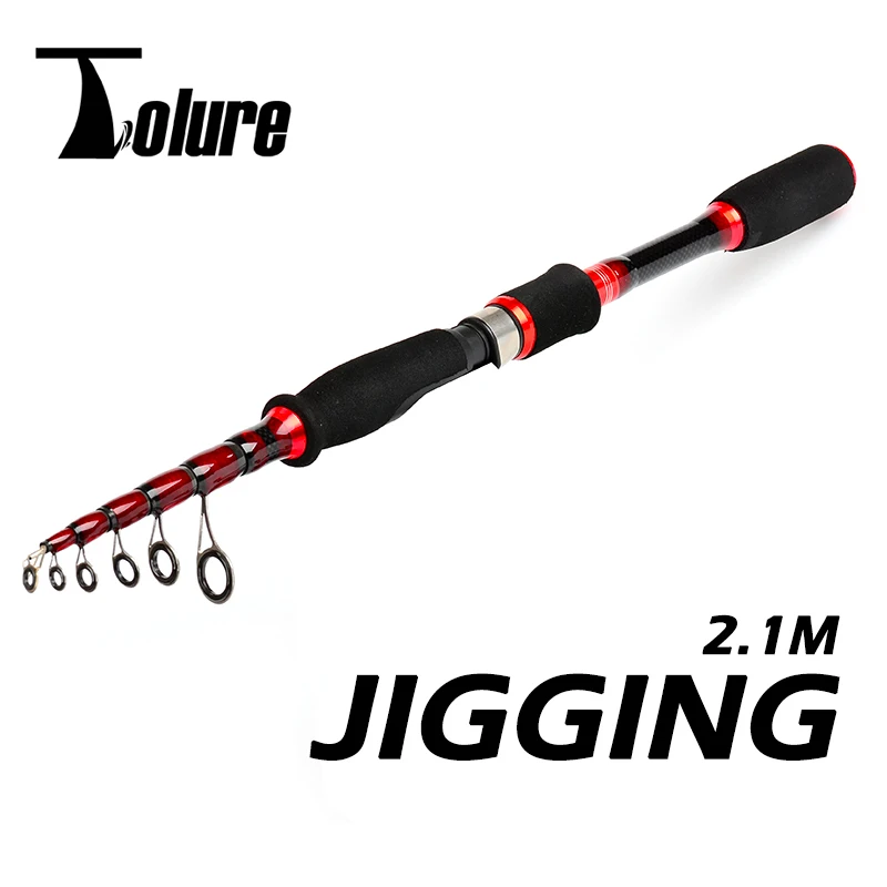 TOLU 2.1m Spinning Telescopic Fishing Rod Customized Carbon Fiber Trout Carp Fishing Pole