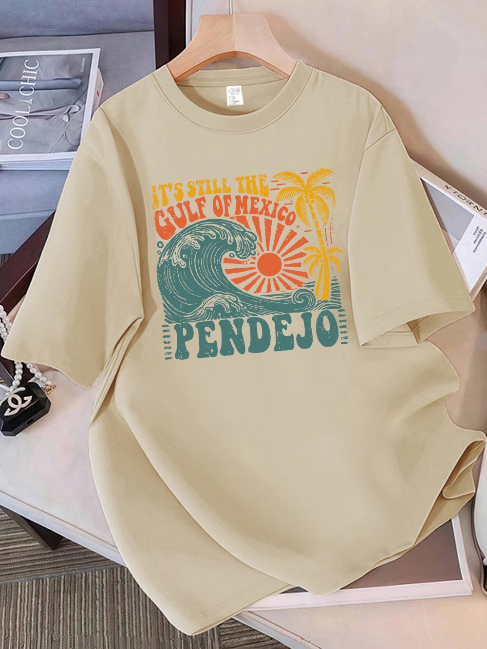 Zomer T-shirts Vrouwen Het Is Nog De Golf Van Mexico Print T-shirt Losse O-hals Zachte Comfortabele Tops Straat Vrouw Kleding Y2K