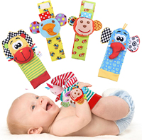 Baby Rattles Socks Toys 0 12 Months Newborn Infant Cartoon Plush Socks Wrist Strap Foot Finder and Wrist Rattles Toys for Babies