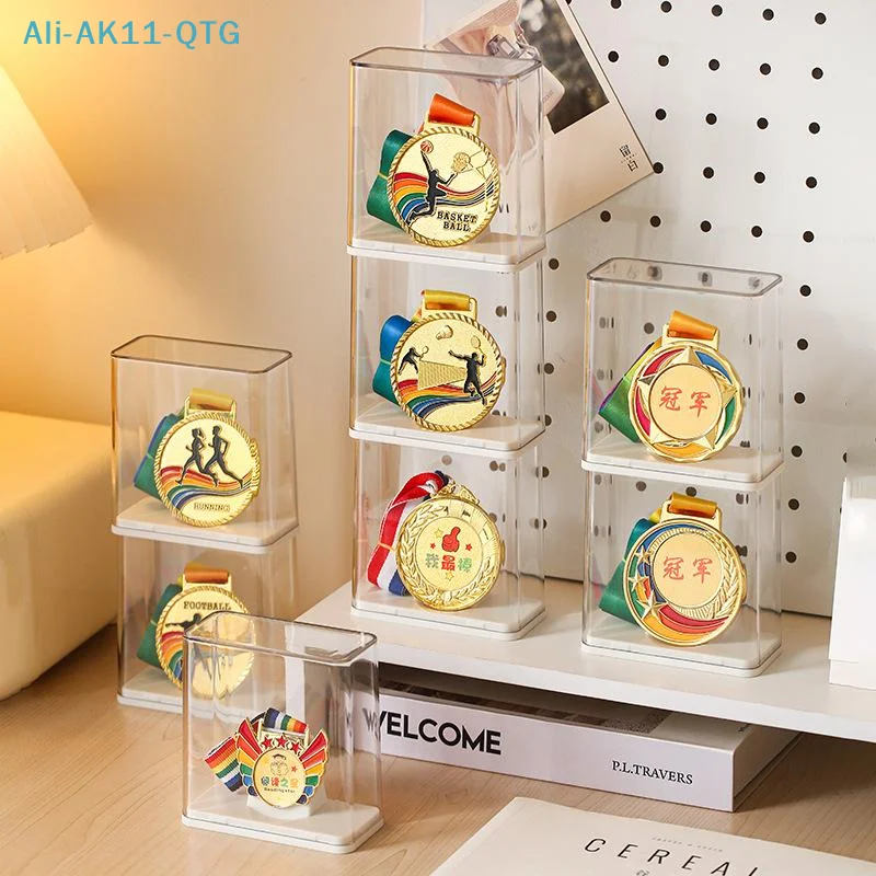 New NEW Multi-functional Medal Individual Display Box, Stackable Tabletop Transparent Plastic Visible Rectangular Storage Box