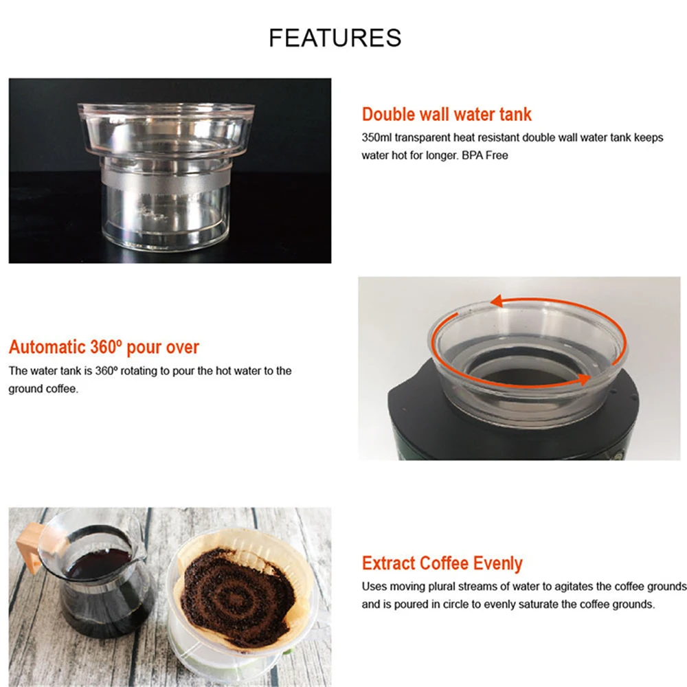 Oceanrich Automatic Hand Brewed Coffee Machine Household Coffee Maker Simulation Drip Filter Coffee Pot Portable Espresso Coffee