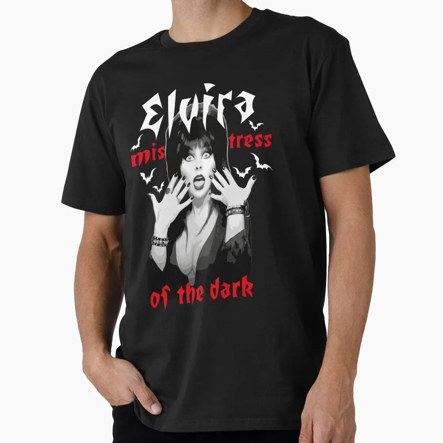 

Retro Horror Movie Elvira Mistress of the dark 0514 Scary Halloween gift T shirt Short Sleeve Graphic Clothes All size top S-6XL
