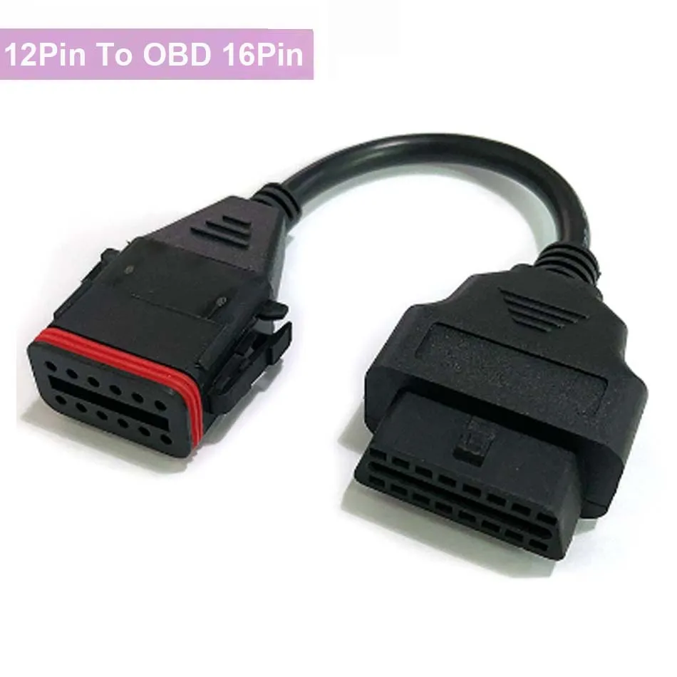 12 Pin Transfer OBD 16pin Cable for Cummins Inline6 Komatsu 12pin Convert To Obd2 16-pin Connector Car Diagnostic Tool Adapter