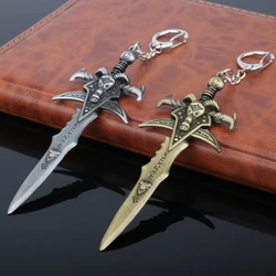 dongsheng WOW Game World of WarCrafts Keychain The Lich King Frostmourne Sword Weapon Dagger Metal Figures Keychain Key Ring