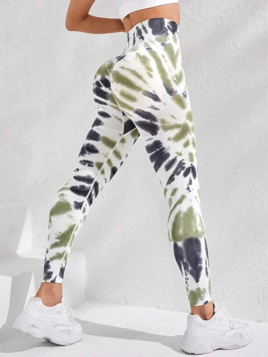 New style Women Tie Dye Seamless Yoga Pants High Waist Booty Lifting Leggings Gym Tights Workout Running Activewear
