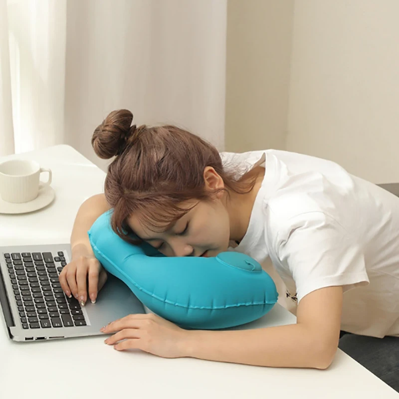 Inflatable Neck Pillow U Shape Air Pillow Neckrest Head Rest Portable Sleeping Resting Travel Pillow For Airplane Train Car