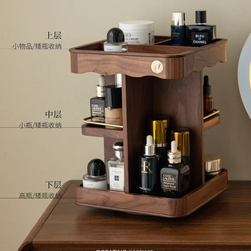

Cosmetics storage box, desktop wooden advanced rotation, storage skin care products, rack