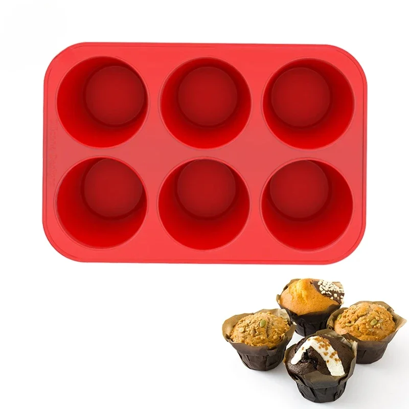 6 Cup Silicone Jumbo Muffin Pan Giant Silicone Cupcake Pan/Cups Deep Popover Pan Large Muffin Pans Baking Cheesecake Bites