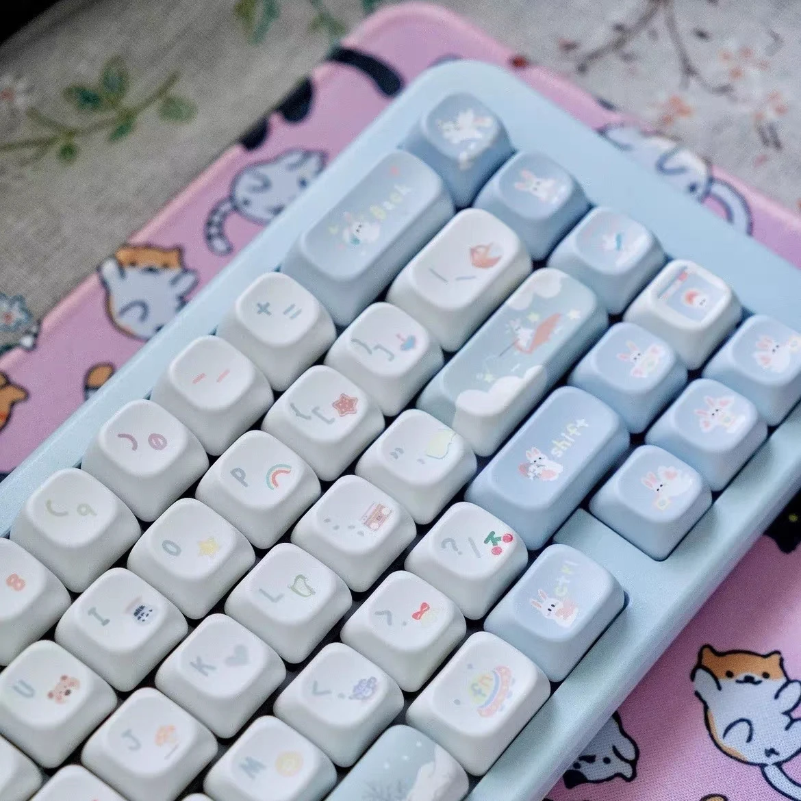 Rabbit bar pull keycap eoa height full five-sided hot sublimation cute girl keycap mechanical keyboard